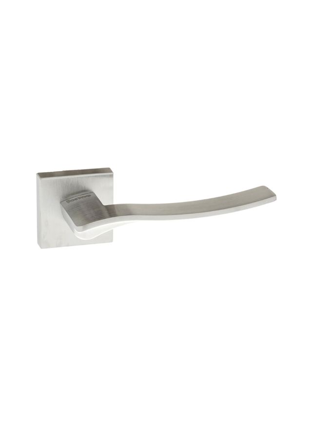 Forme Olimpia Lever Door Handle on Minimal Square Rose - Satin Chrome (Pair)