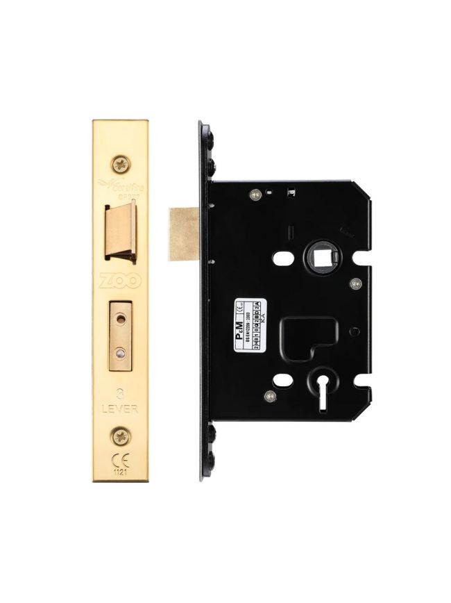 Zoo Hardware 3 Lever Sash Lock - 76mm C/W PVD Forend and Strike