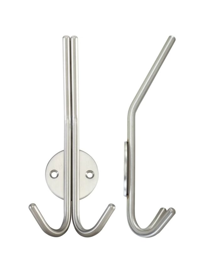 Zoo Hardware Double Hat and Coat Hook - Satin Stainless