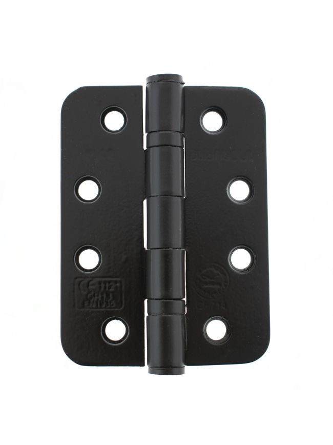 Atlantic Radius Corner Ball Bearing Hinges Grade 13 Fire Rated 4" X 3" X 3mm - Matt Black (Pair)