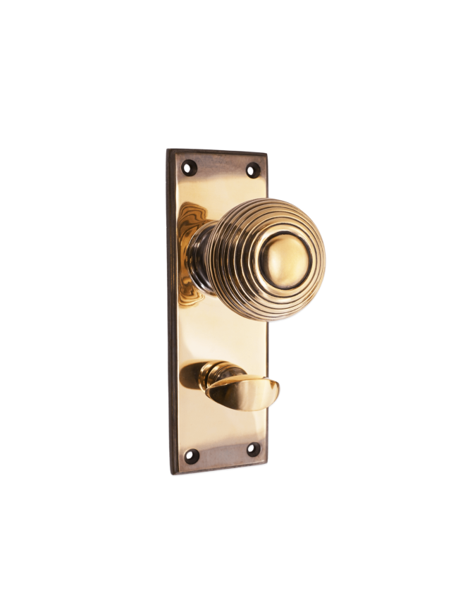 Beehive Knob on Backplate Bathroom Aged Brass