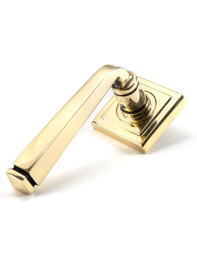 Aged Brass Avon Round Lever on Rose Set (Square) - Unsprung