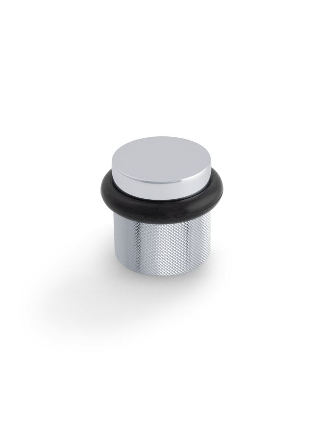 Valli 38 x 35mm - Floor Mounted Knurled Doorstop - Concealed Fix - Polished Chrome PVD
