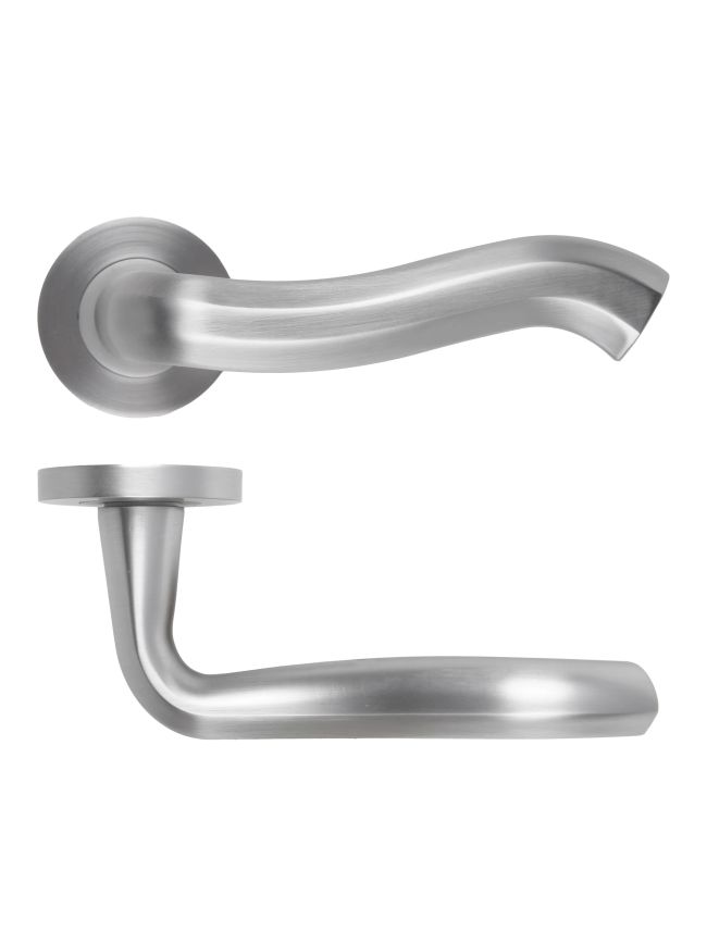 Zoo Hardware Rococo Lever On Round Rose - Satin Chrome