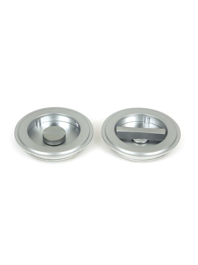 Satin Chrome 75mm Art Deco Round Pull - Privacy Set