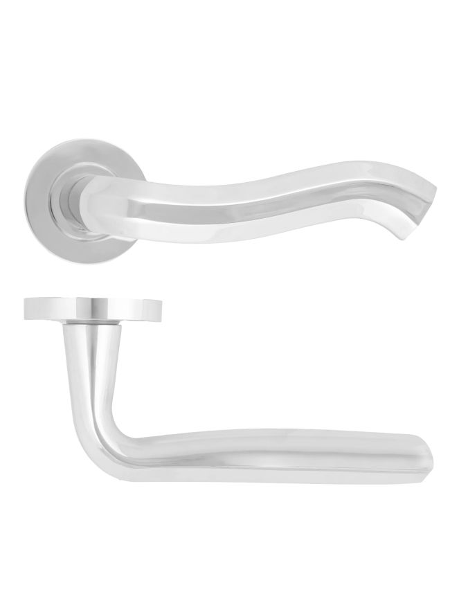 Zoo Hardware Rococo Lever On Round Rose - Polished Chrome
