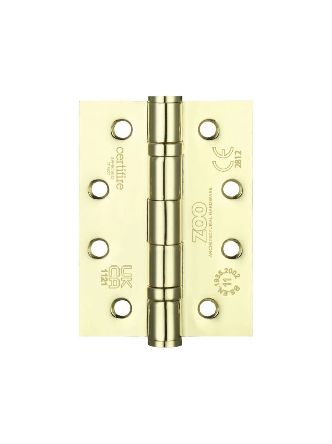 Zoo Hardware Ball Bearing Hinge - Steel 102 x 76 x 3mm - Electro Brass