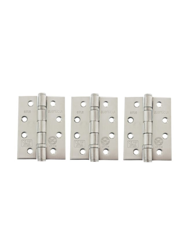 Atlantic Ball Bearing Hinges Grade 13 Fire Rated 4" X 3" X 3mm set of 3 - Satin Stainless Steel