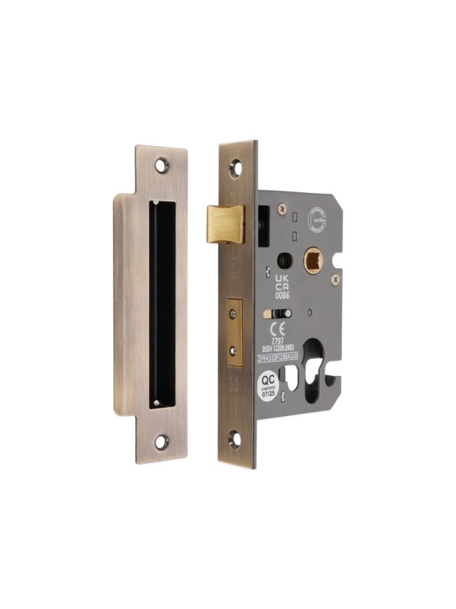 2.5" CE Euro Profile Mortice Sash Lock - Aged Brass