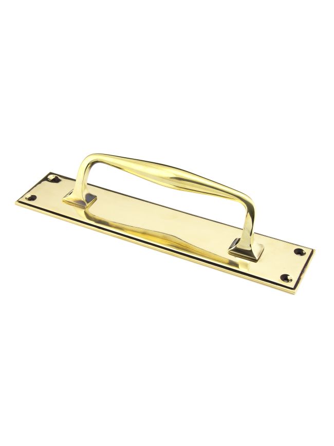 Aged Brass 300mm Art Deco Pull Handle on Backplate