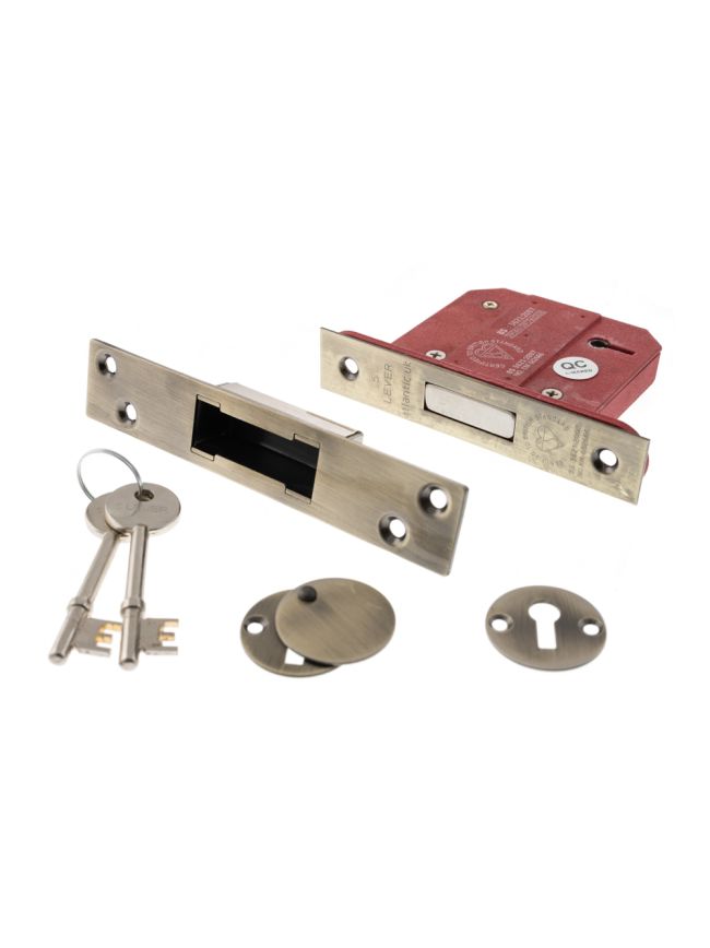 Atlantic 5 Lever Key Deadlock [BS] 2.5" - Antique Brass