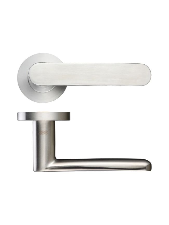 Zoo Hardware Atlas Lever on Round Rose - Satin Stainless