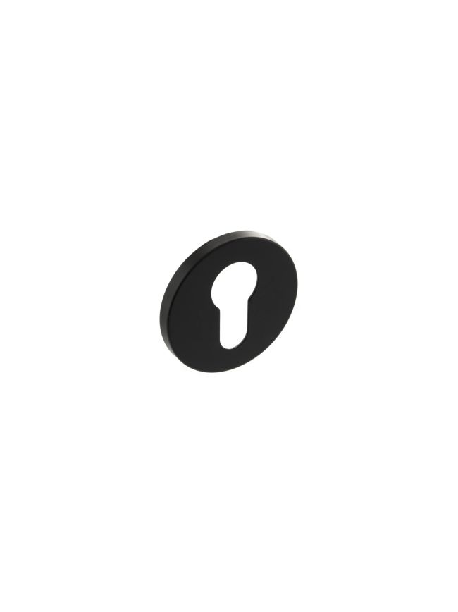 Millhouse Brass Euro Escutcheons on 5mm Slimline Round Rose - Matt Black (Pair)