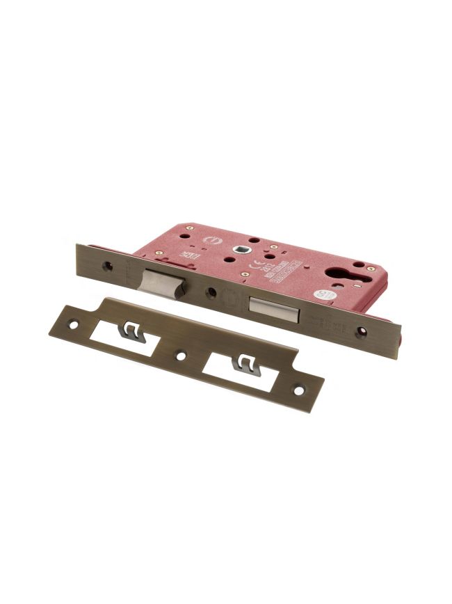 Atlantic DIN Euro Profile Sashlock Double Throw 60mm backset - Matt Antique Brass