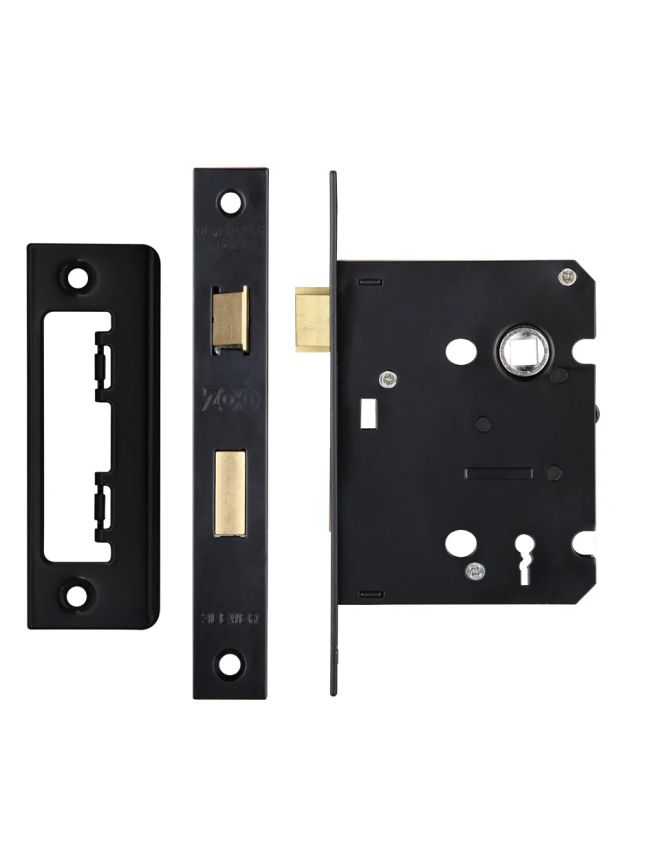 Zoo Hardware 3 Lever Sash Lock 3" - smaller case - Powder Coat Black