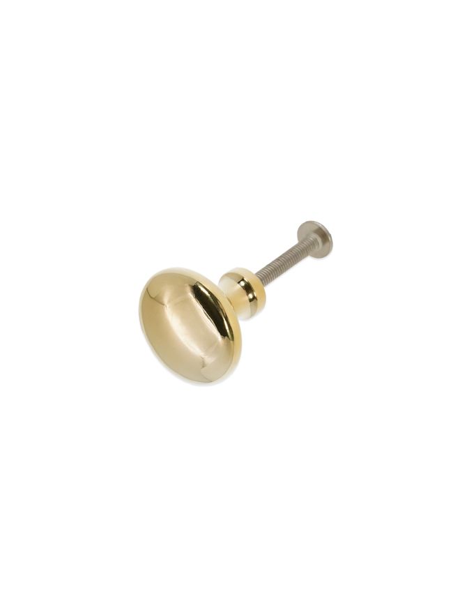 Mushroom 32mm Cupboard Knob Polilshed Brass Unlacquered