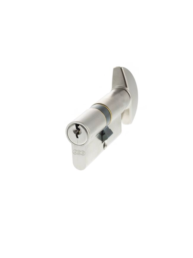 AGB Euro Profile 5 Pin Cylinder Key to Turn 30-30mm (60mm) Keyed Alike - Satin Chrome