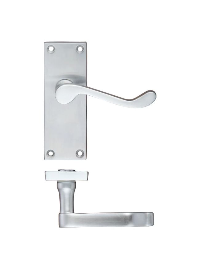 Zoo Hardware Project Victorian scroll lever on latch backplate - 114mm x 40mm - Satin Chrome