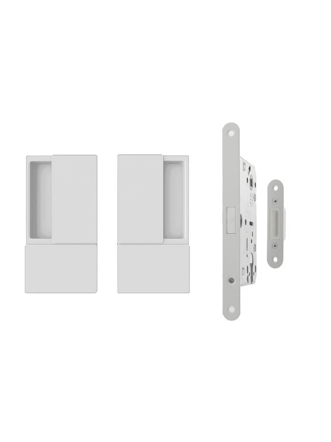 AGB Wave Flush Door Handle & Euro Profile Lock Set - White