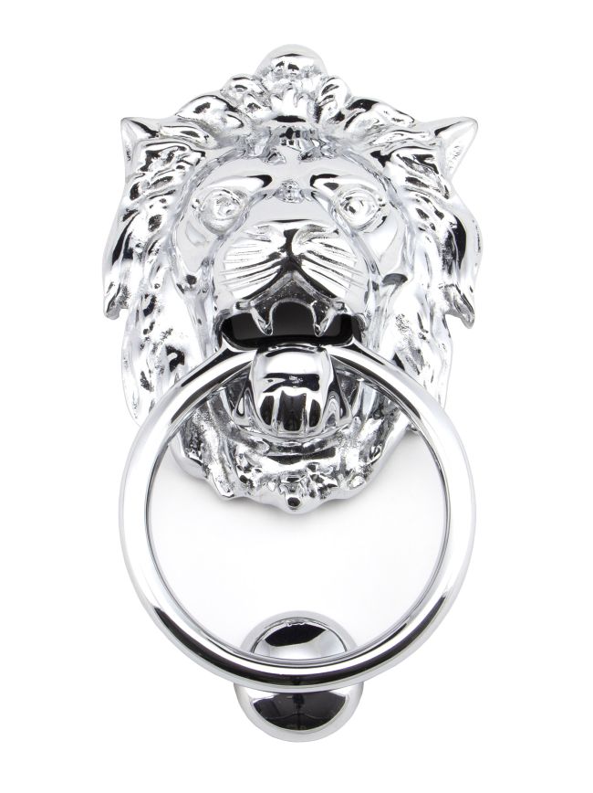 Polished Chrome Lion Head Door Knocker