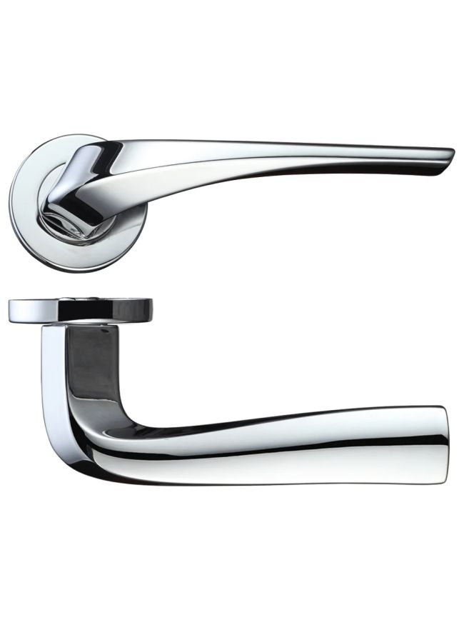Zoo Hardware Aries lever on round rose - Polished Chrome