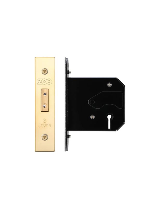 Zoo Hardware 3 Lever Replacement Dead Lock - 76mm c/w PVD Forend and Strike