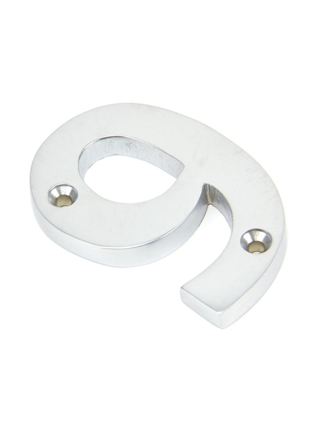 Satin Chrome Numeral 9