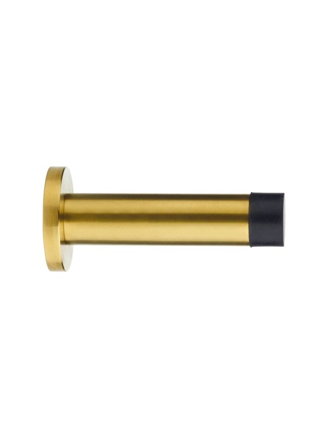 Zoo Hardware Door stop - cylinder - 70mm projection with rose - PVD Satin Brass