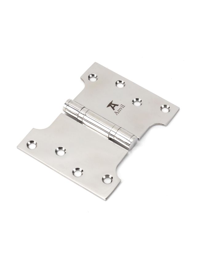 Polished SS (304) 4" x 3" x 5" Parliament Hinge (pair)