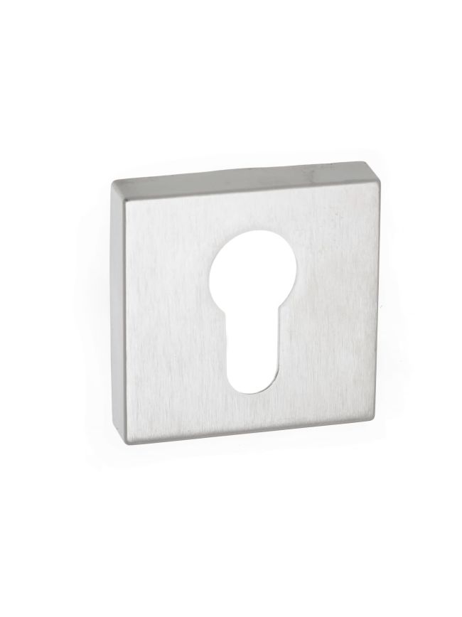 Forme Euro Escutcheons on Minimal Square Rose - Satin Chrome (Pair)