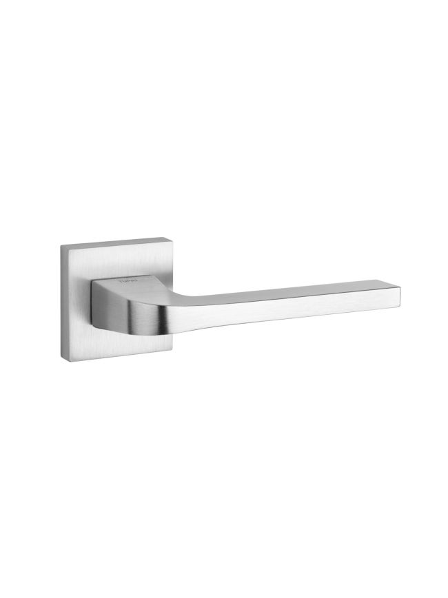 Tupai Rapido CurvaLine Valbona Lever Door Handle on Square Rose - Satin Chrome (Pair)