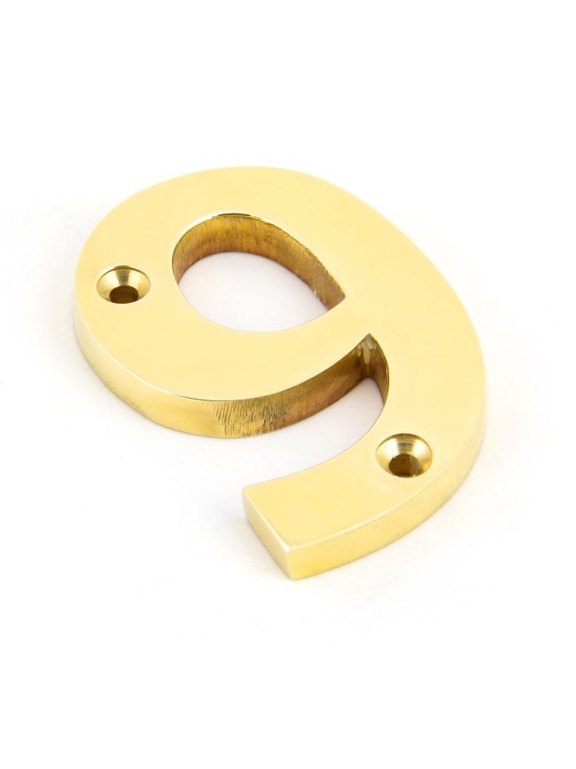 Polished Brass Numeral 9
