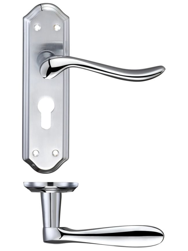 Zoo Hardware Lincoln Lever Euro Lock (47.5mm c/c) Furniture 180 x 48mm - Satin