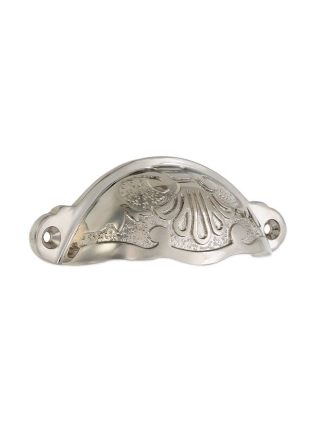 Floral Cup Pull Polished Nickel