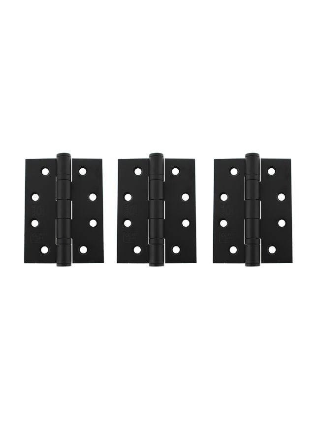 Atlantic Ball Bearing Hinges Grade 13 Fire Rated 4" x 3" x 3mm set of 3 - Matt Black