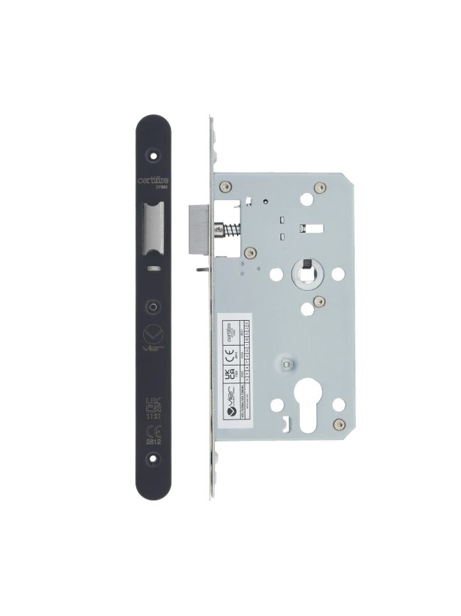 Zoo Hardware 2 Piece - DIN night latch - 72mm c/c - backset 60mm - radius - Black