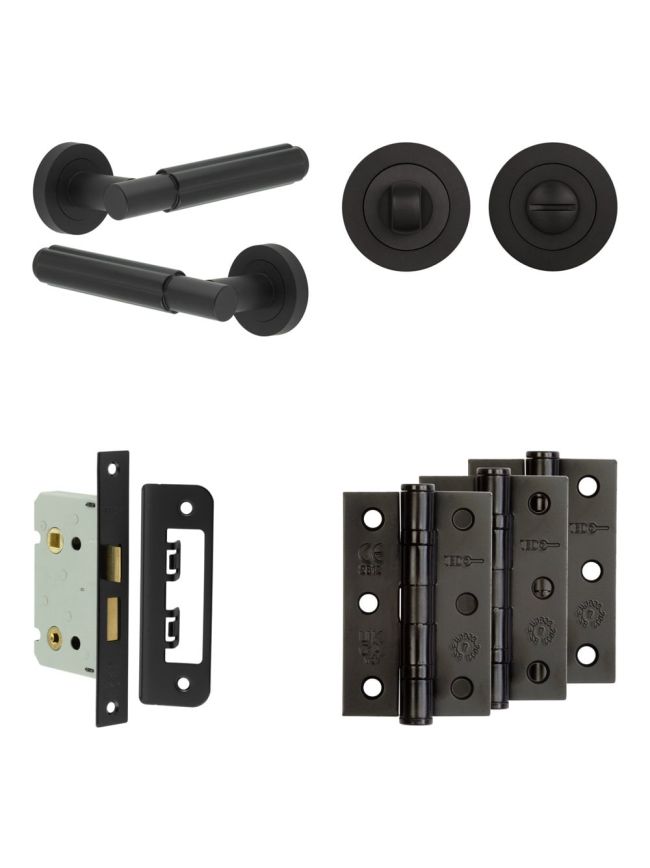 Complete Bloom Door Handle Pack - Internal Doors - Black - By Frelan Hardware - JE-B5B3-MB