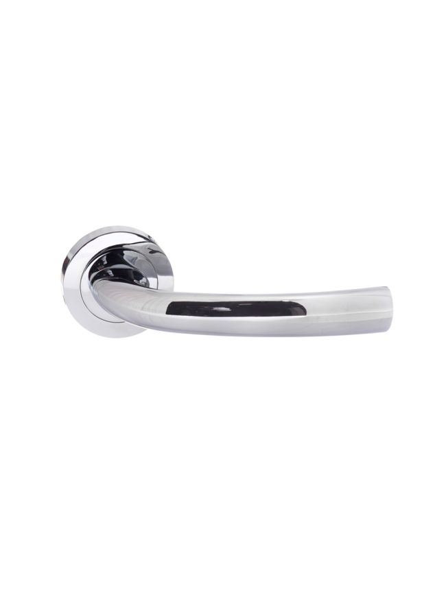 STATUS Nevada Lever Door Handle on Round Rose - Polished Chrome (Pair)