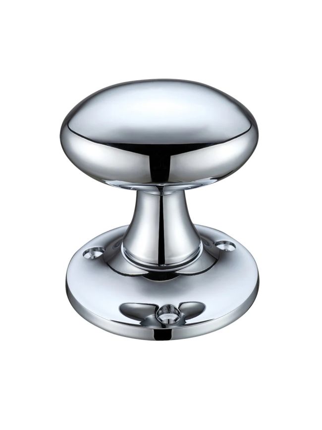 Zoo Hardware Oval Mortice Knob Furniture 60mm Rose dia. - Polished Chrome