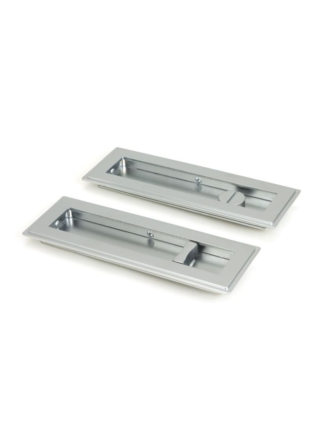 Satin Chrome 175mm Art Deco Rectangular Pull - Privacy Set