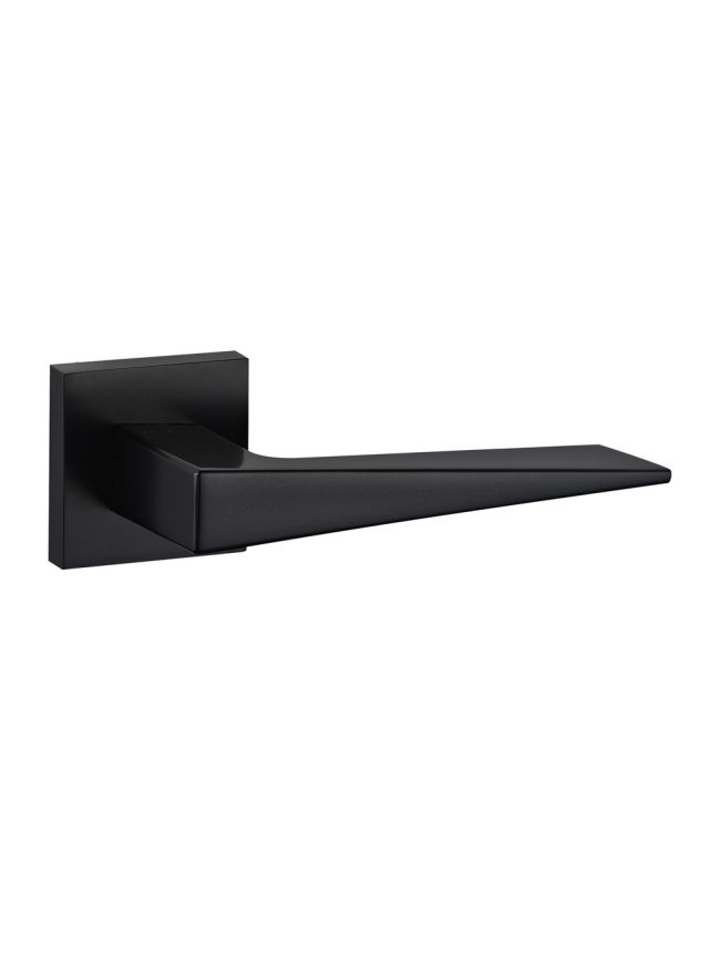 Oro & Oro Ivy Lever Door Handle on Square Rose - Matt Black (Pair)