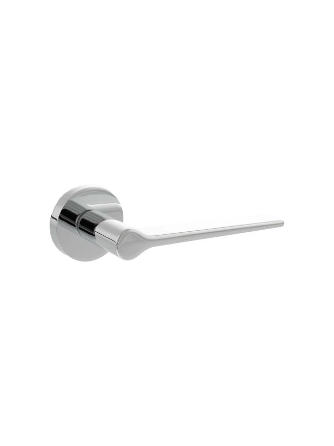 Senza Pari Laviano Lever Door Handle on Minimal Round Rose - Polished Chrome (Pair)