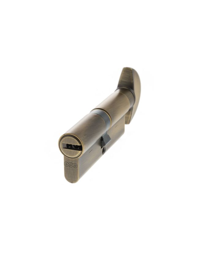 AGB Euro Profile 15 Pin Cylinder Key to Turn 40-40mm (80mm) - Matt Antique Brass
