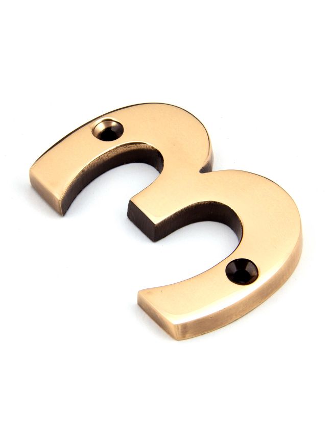 Polished Bronze Numeral 3