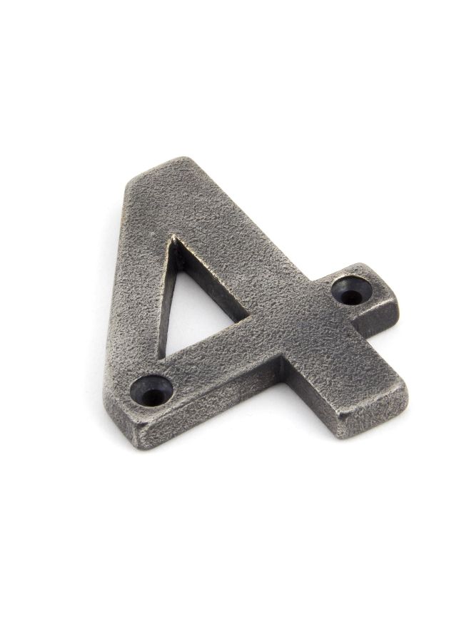 Antique Pewter Numeral 4
