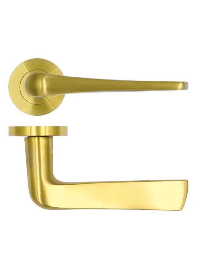 Zoo Hardware Como Lever on Round Rose - PVD Satin Brass