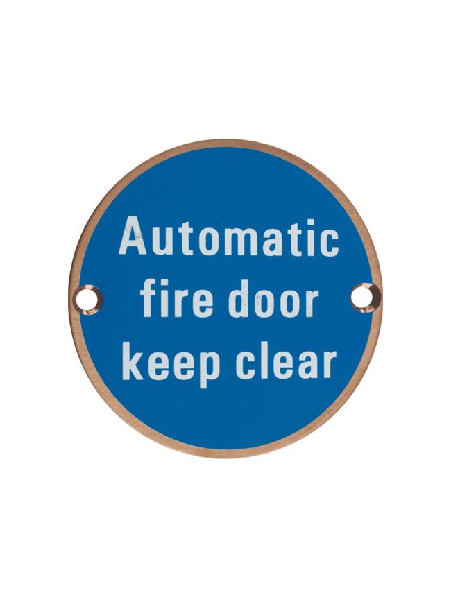 Zoo Hardware Automatic Fire Door Keep Clear - 76mm dia - PVD Bronze