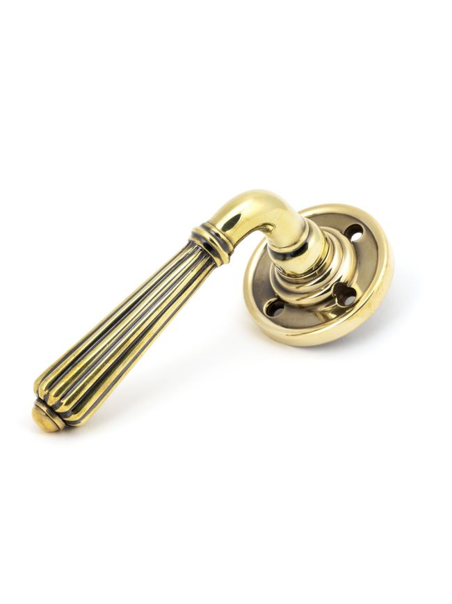 Aged Brass Hinton Lever on Rose Set - Unsprung