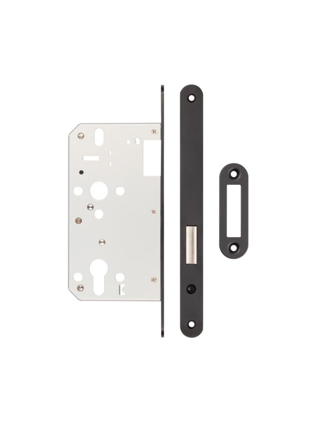 72mm Black Din Euro Deadlock Radiused 60mm Backset - By Frelan Hardware - JL-DD60RMB