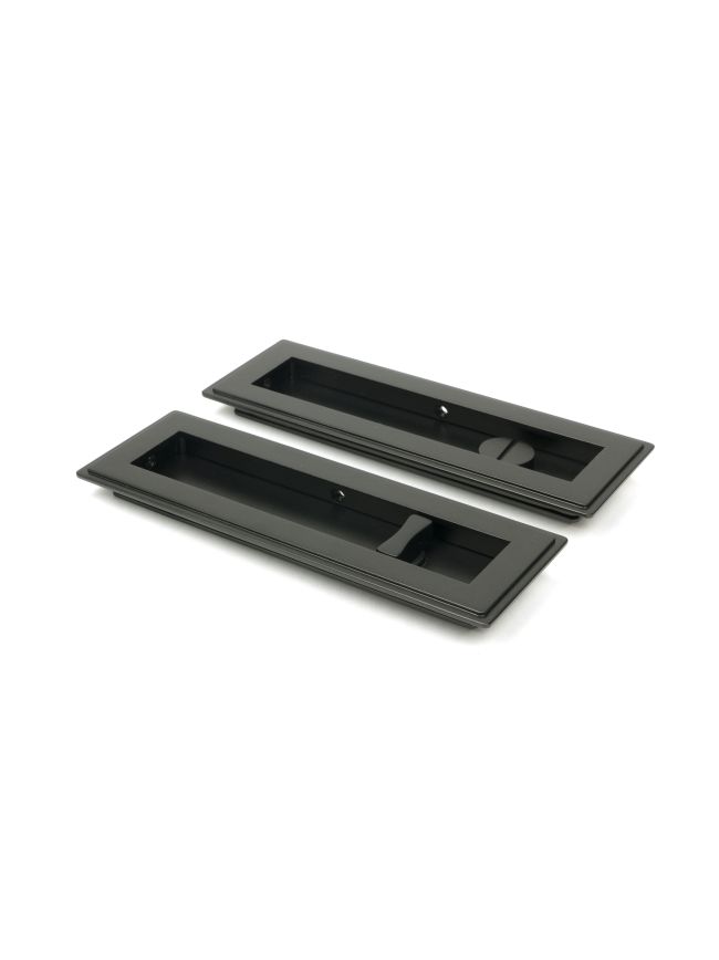 Aged Bronze 175mm Art Deco Rectangular Pull - Privacy Set